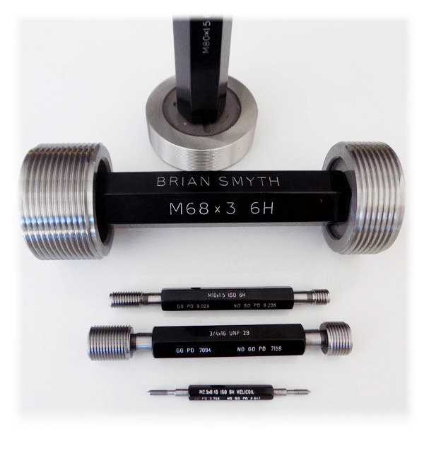 screw thread plug gauges available from the brian smyth company, based in Doncaster, South Yorkshire.